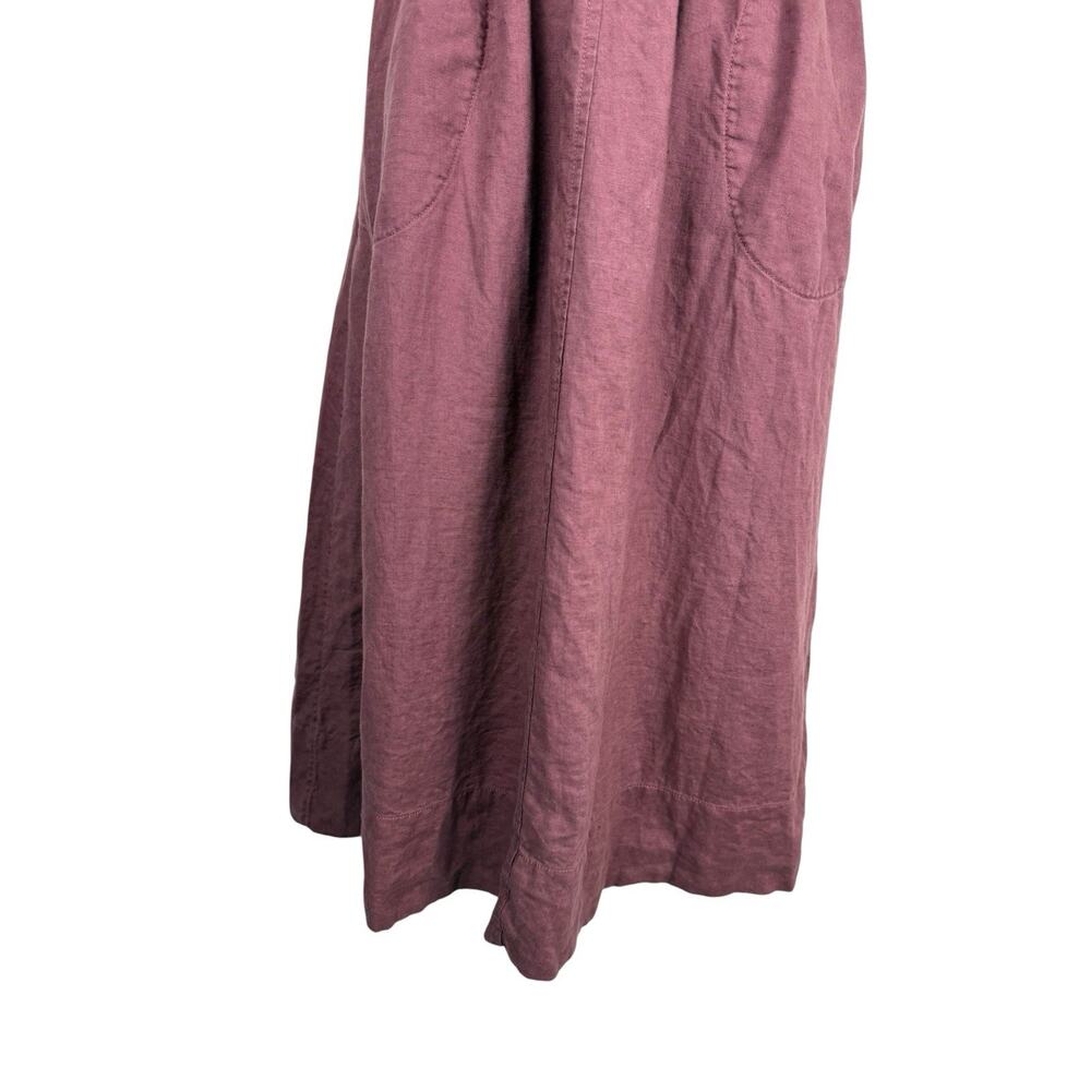 Athleta Dress Womens Extra Small Baja Midi Burgundy Linen Racerback Tank Pockets - Picture 5 of 12